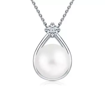 Серебряная подвеска с жемчугом и фианитами