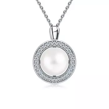 Серебряная подвеска с жемчугом и фианитами