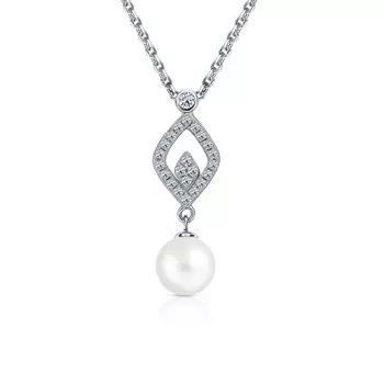 Серебряная подвеска с жемчугом и фианитами