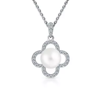 Серебряная подвеска с жемчугом и фианитами