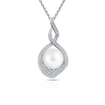 Серебряная подвеска с жемчугом и фианитами