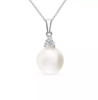 Серебряная подвеска с жемчугом и фианитами