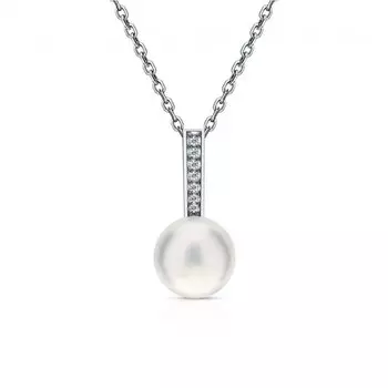 Серебряная подвеска с жемчугом и фианитами