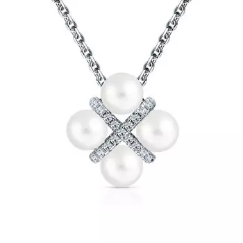 Серебряная подвеска с жемчугом и фианитами