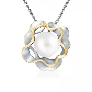 Серебряная подвеска с жемчугом природным