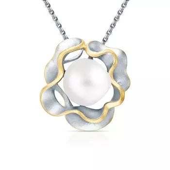 Серебряная подвеска с жемчугом природным