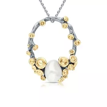 Серебряная подвеска с жемчугом природным