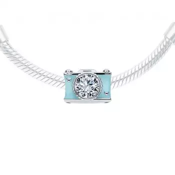 Серебряная подвеска - шарм с эмалью и фианитами