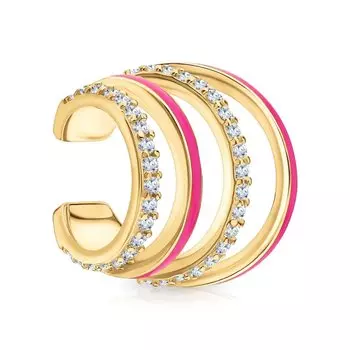 Серебряная серьга с эмалью и фианитами