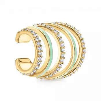 Серебряная серьга с эмалью и фианитами