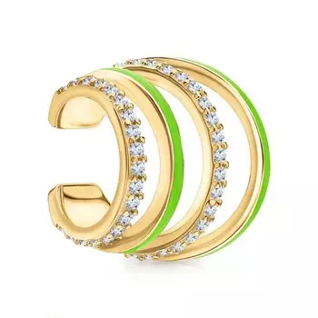 Серебряная серьга с эмалью и фианитами