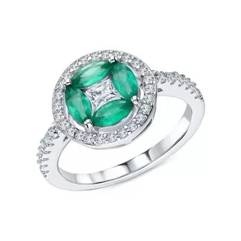 Серебряное кольцо с агатом и фианитами