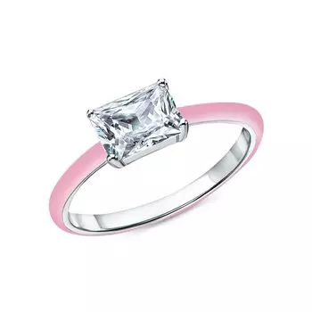 Серебряное кольцо с эмалью и фианитами