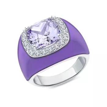 Серебряное кольцо с эмалью и фианитами