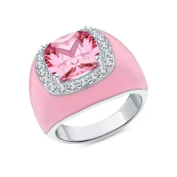 Серебряное кольцо с эмалью и фианитами