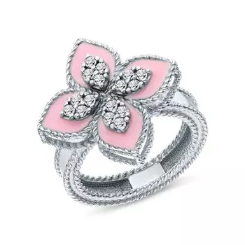 Серебряное кольцо с эмалью и фианитами