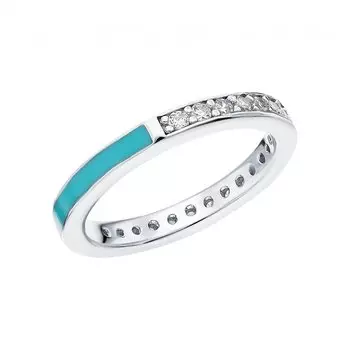 Серебряное кольцо с эмалью и фианитами