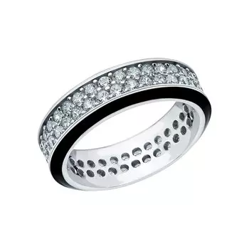 Серебряное кольцо с эмалью и фианитами