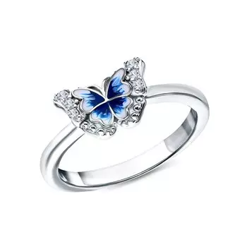 Серебряное кольцо с эмалью и фианитами