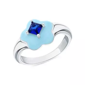 Серебряное кольцо с эмалью и фианитами