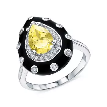 Серебряное кольцо с эмалью и фианитами