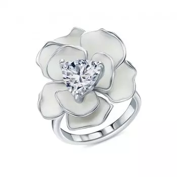 Серебряное кольцо с эмалью и фианитами