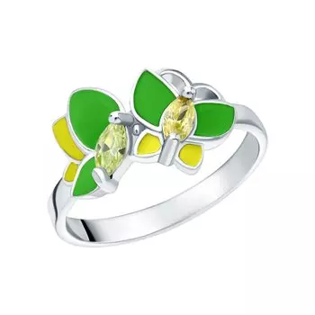 Серебряное кольцо с эмалью и фианитами