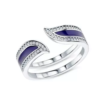 Серебряное кольцо с эмалью и фианитами