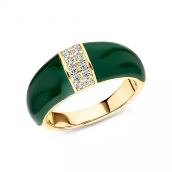 Серебряное кольцо с эмалью и фианитами