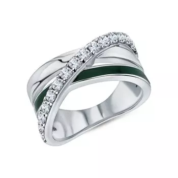 Серебряное кольцо с эмалью и фианитами