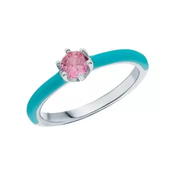 Серебряное кольцо с эмалью и фианитами