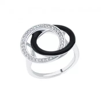 Серебряное кольцо с эмалью и фианитами