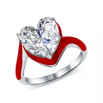 Серебряное кольцо с эмалью и фианитами