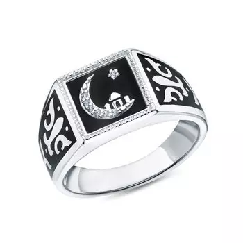 Серебряное кольцо с эмалью и фианитами