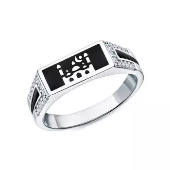 Серебряное кольцо с эмалью и фианитами