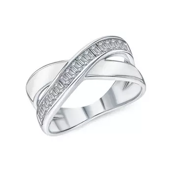 Серебряное кольцо с эмалью и фианитами