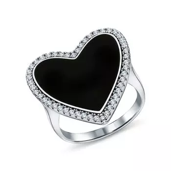 Серебряное кольцо с эмалью и фианитами