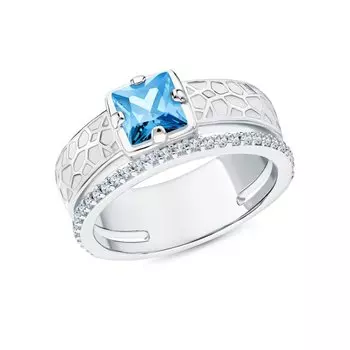 Серебряное кольцо с эмалью и фианитами