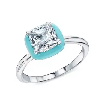 Серебряное кольцо с эмалью и фианитами