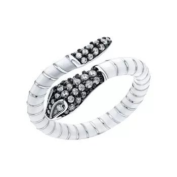 Серебряное кольцо с эмалью и фианитами