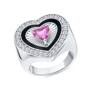 Серебряное кольцо с эмалью и фианитами