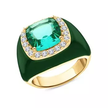 Серебряное кольцо с эмалью и фианитами