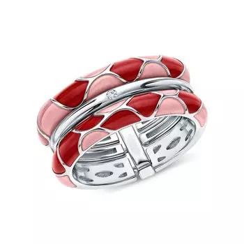 Серебряное кольцо с эмалью и фианитами