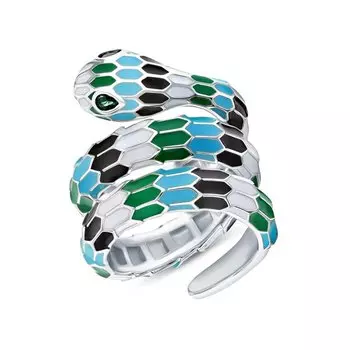 Серебряное кольцо с эмалью и фианитами