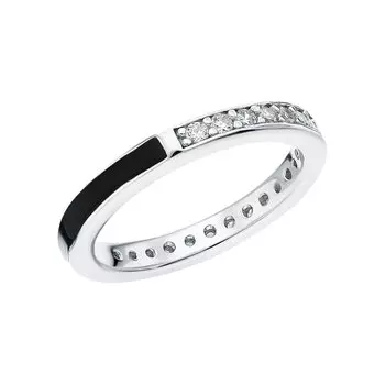 Серебряное кольцо с эмалью и фианитами