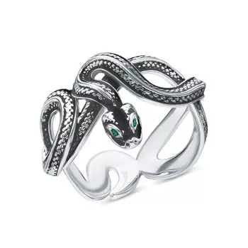 Серебряное кольцо с эмалью и фианитами