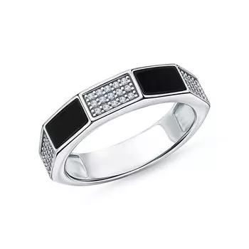 Серебряное кольцо с эмалью и фианитами