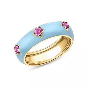 Серебряное кольцо с эмалью и фианитами