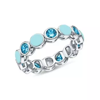 Серебряное кольцо с эмалью и фианитами