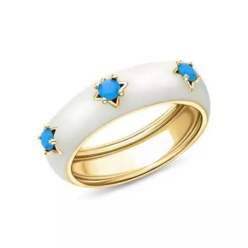 Серебряное кольцо с эмалью и бирюзой синтетической